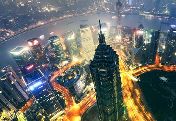 PVC Fototapete Shanghai City – ECO Wandbild Selbstklebende Tapete – 3D Vinyl Wandsticker XXL  SW112 - life-decor.de