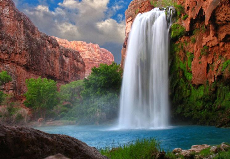 PVC Fototapete Tapeten Stunning Waterfall - ECO Wandbild Selbstklebende Tapete - 3D Vinyl Wandsticker XXL  SW088
