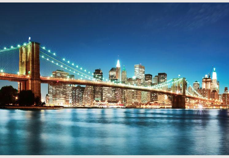 PVC Fototapete Big Apple After Sunset – ECO Wandbild Selbstklebende Tapete – 3D Vinyl Wandsticker XXL  SW040 - life-decor.de