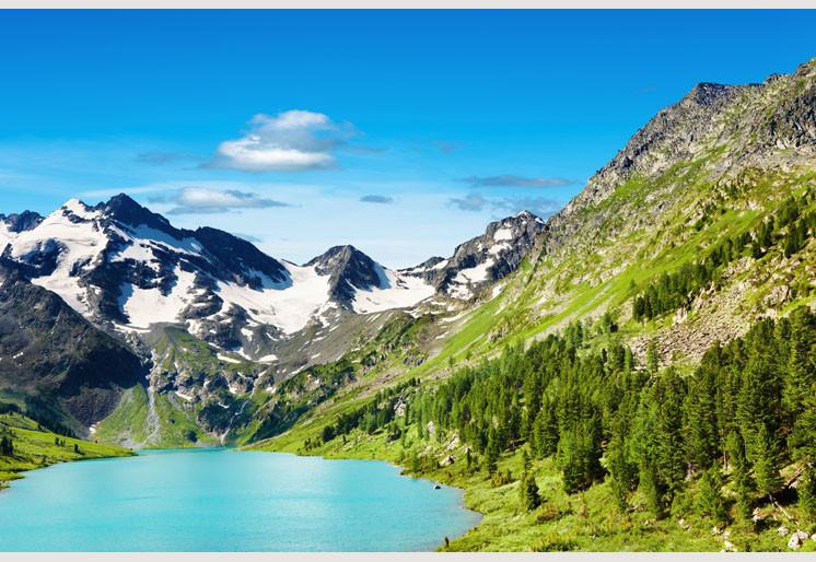 PVC Fototapete Mountain Lake – ECO Wandbild Selbstklebende Tapete – 3D Vinyl Wandsticker XXL  SW102 - life-decor.de