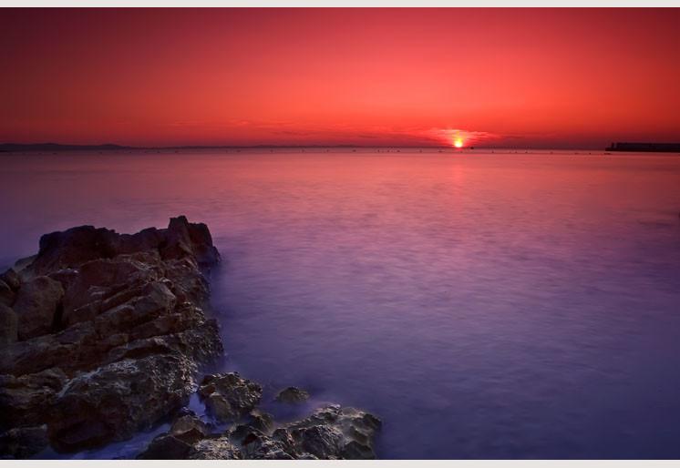PVC Fototapete Sunset With Rocks - ECO Wandbild Selbstklebende Tapete - 3D Vinyl Wandsticker XXL  SW079