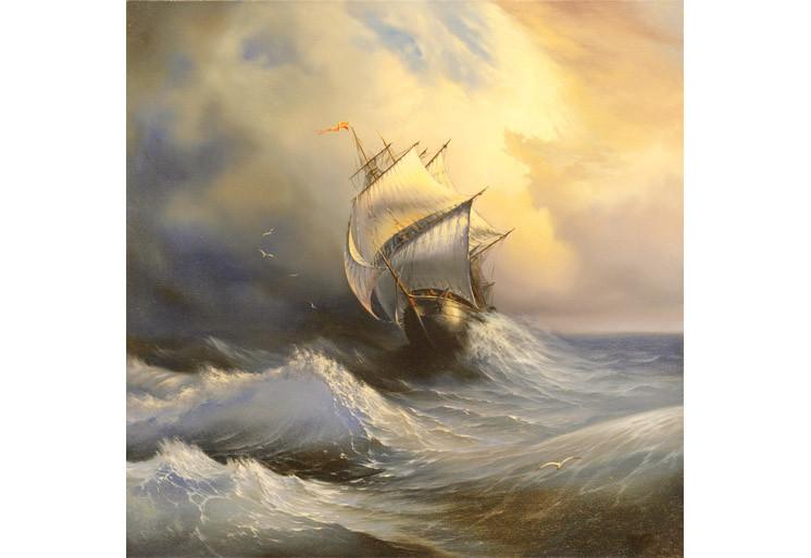 PVC Fototapete Stormy Sea - ECO Wandbild Selbstklebende Tapete - 3D Vinyl Wandsticker XXL  SW188