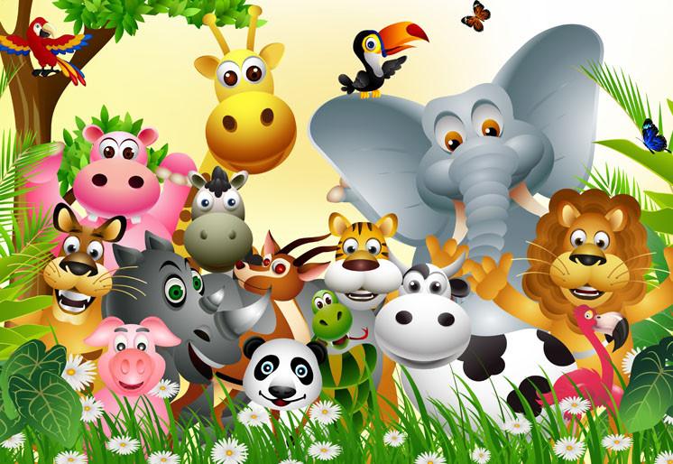 PVC Fototapete Animals Family – ECO Wandbild Selbstklebende Tapete – 3D Vinyl Wandsticker XXL  SW386 - life-decor.de