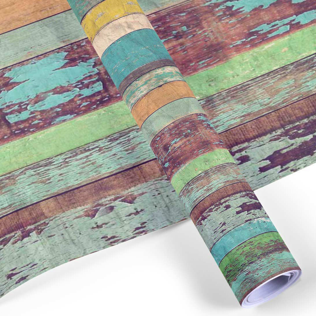 Life Decor Möbel klebefolie, selbstklebend - Wasserdichte Klebefolie für Möbel, Schrank, Tisch, Tür - UV-beständig & robust- bunte Bretter PAT002