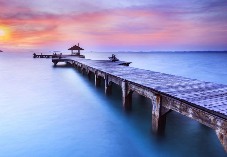 PVC Fototapete Wooden Bridge - ECO Wandbild Selbstklebende Tapete - 3D Vinyl Wandsticker XXL  SW025