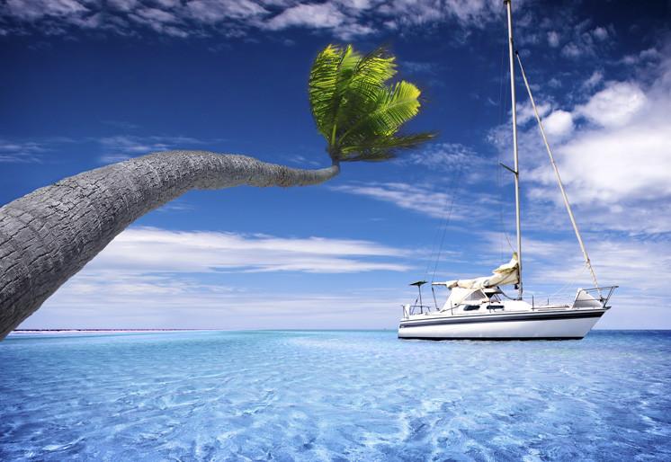 PVC Fototapete Tropical Lagoon - ECO Wandbild Selbstklebende Tapete - 3D Vinyl Wandsticker XXL  SW014