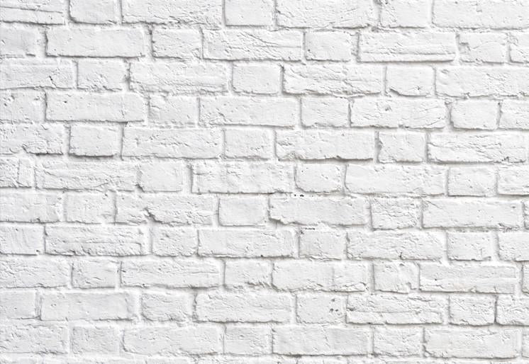 PVC Fototapete White Brick Wall - ECO Wandbild Selbstklebende Tapete - 3D Vinyl Wandsticker XXL  SW030