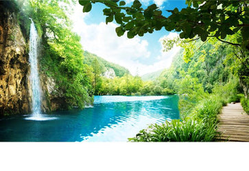 PVC Fototapete Waterfall In Deep – ECO Wandbild Selbstklebende Tapete – 3D Vinyl Wandsticker XXL  SW400 - life-decor.de