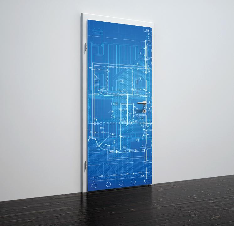 Tapete für Türen Blueprint - TA061 - life-decor.de