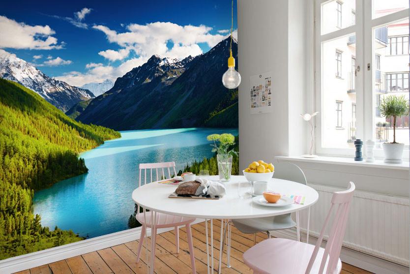 PVC Fototapete Mountain Lake – ECO Wandbild Selbstklebende Tapete – 3D Vinyl Wandsticker XXL  SW124 - life-decor.de