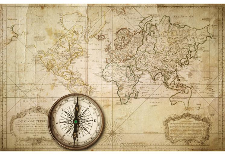 PVC Fototapete Old Map – ECO Wandbild Selbstklebende Tapete – 3D Vinyl Wandsticker XXL  SW375 - life-decor.de