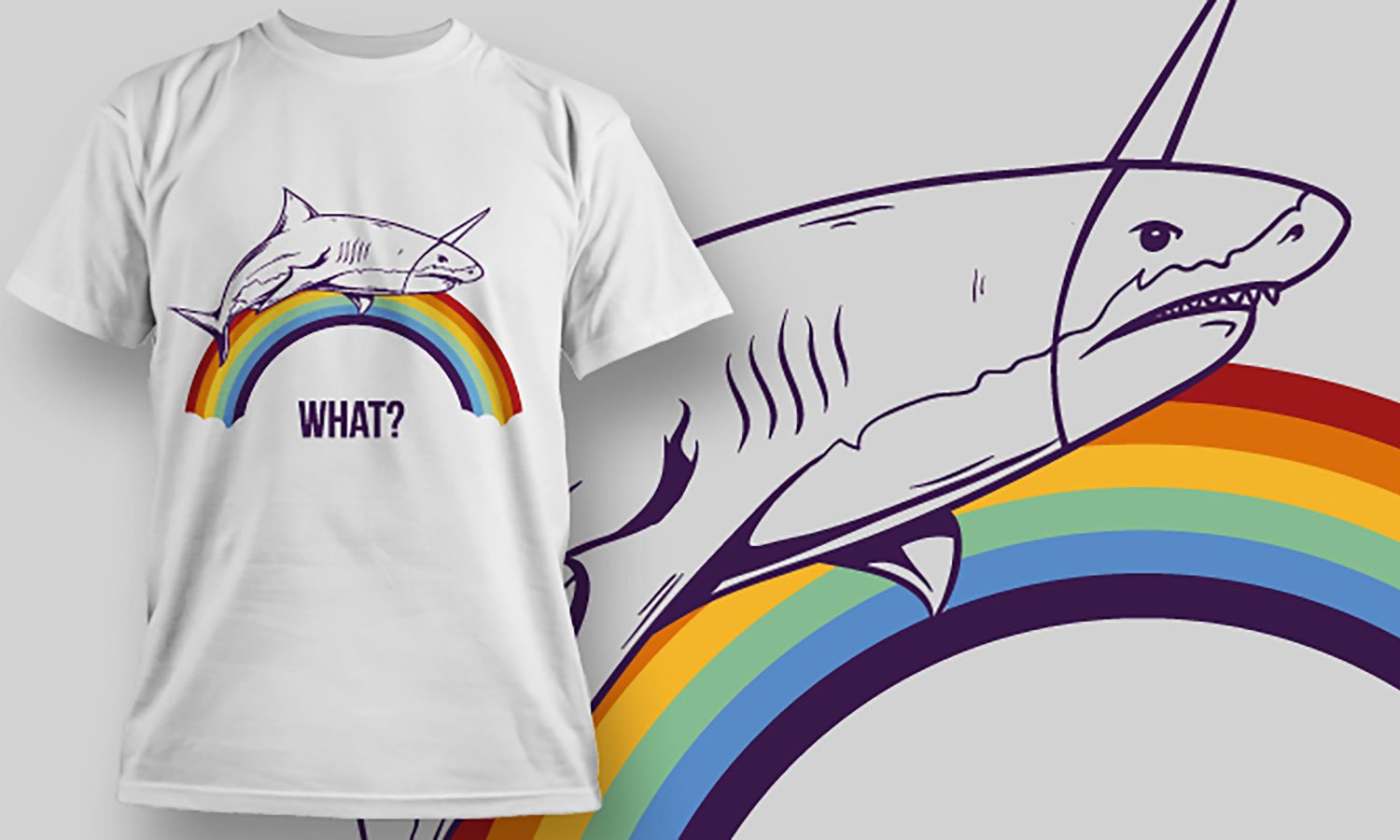 Shark Rainbow T-shirt Druck Online, männlich, weiblich und Baby Modell 150g. TS279
