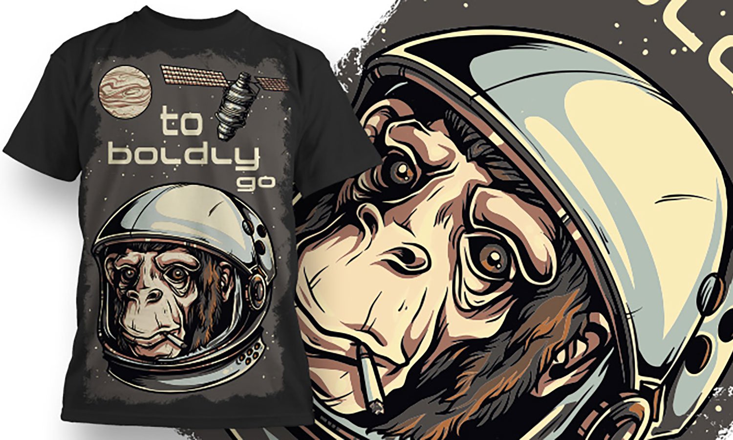 Space Monkey T-shirt druck hochwertig, männlich, weiblich und Baby Modell 150g. TS375