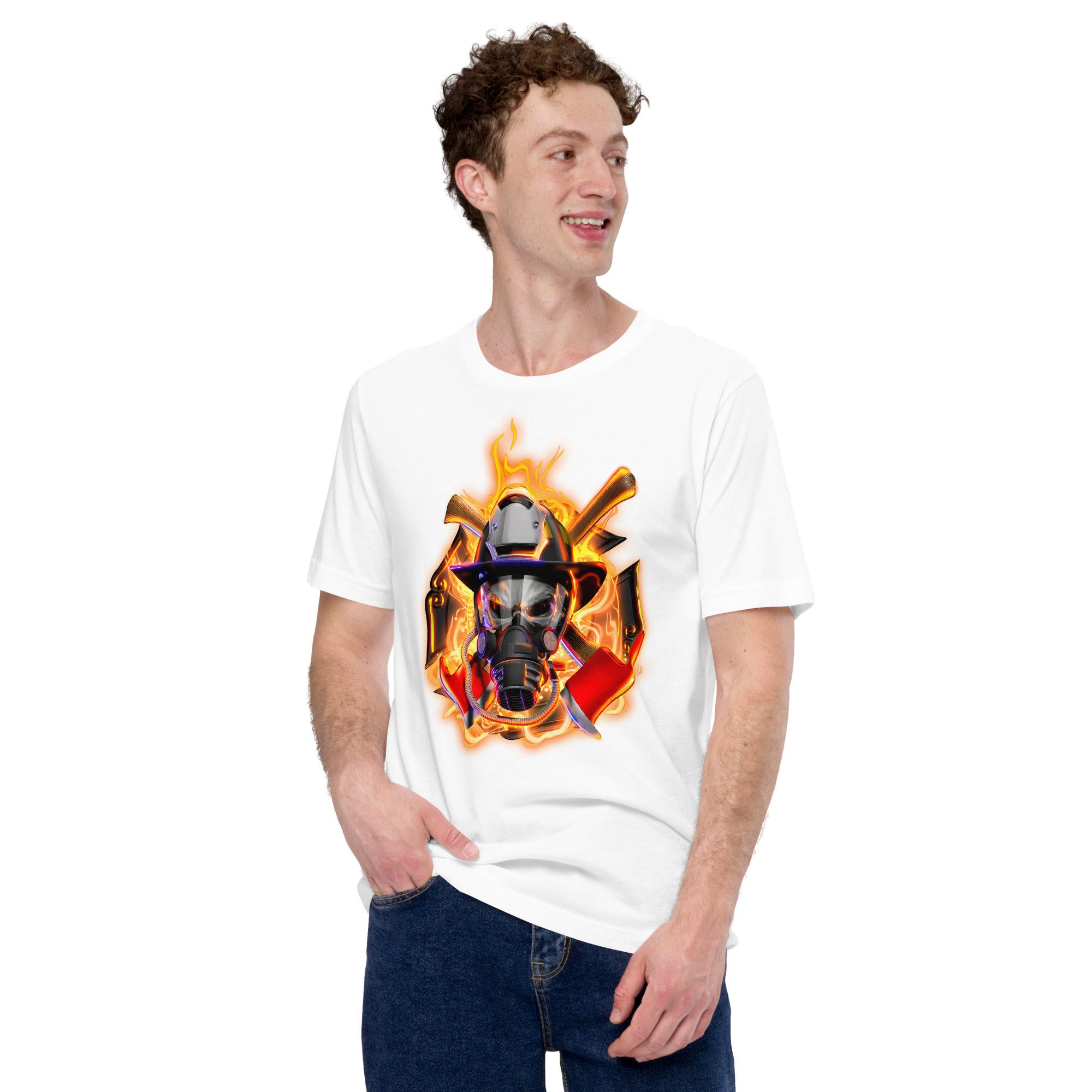 Feuerwehrmann-Schädel Herren-T-Shirt