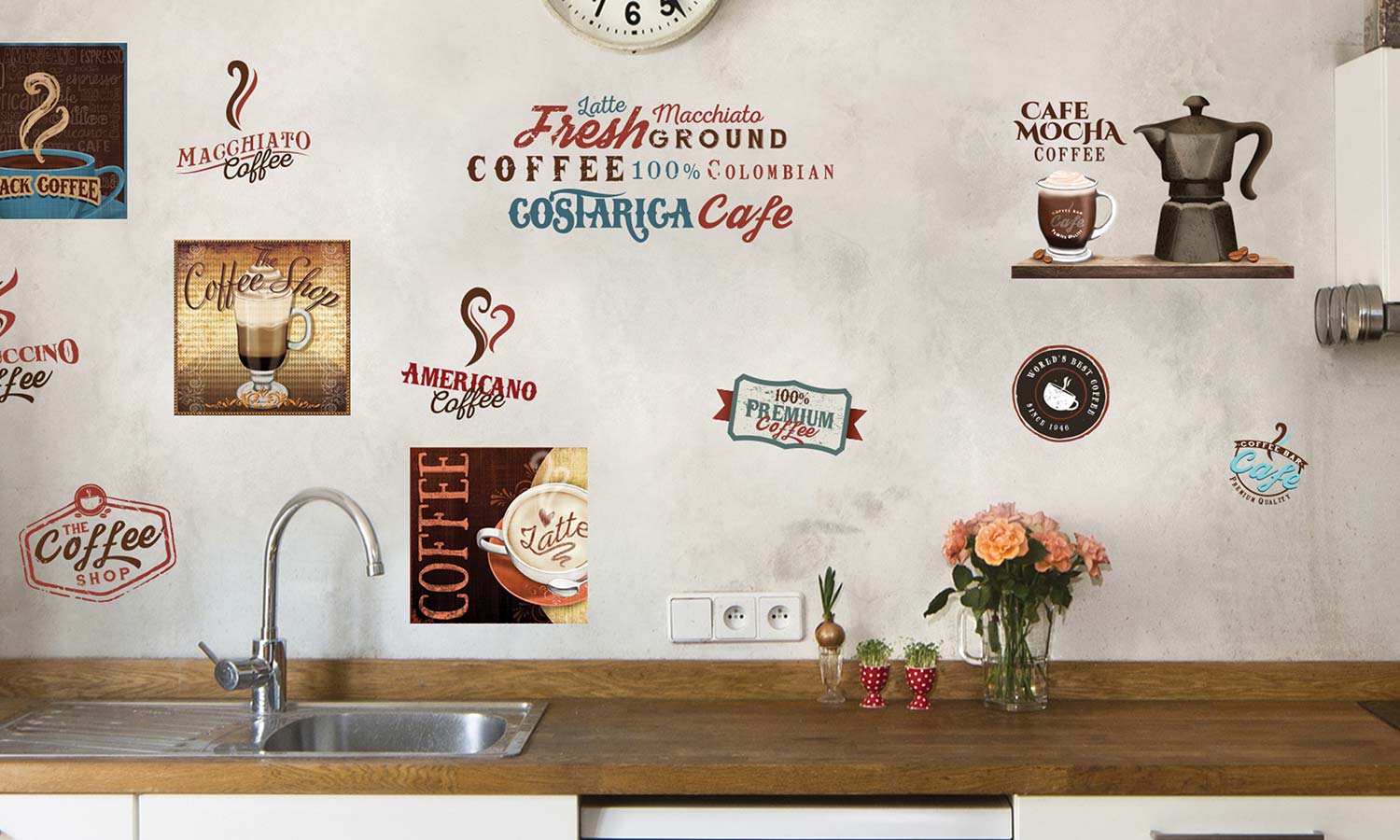 Wandaufkleber Jahrgang Kaffee - WS096 - life-decor.de