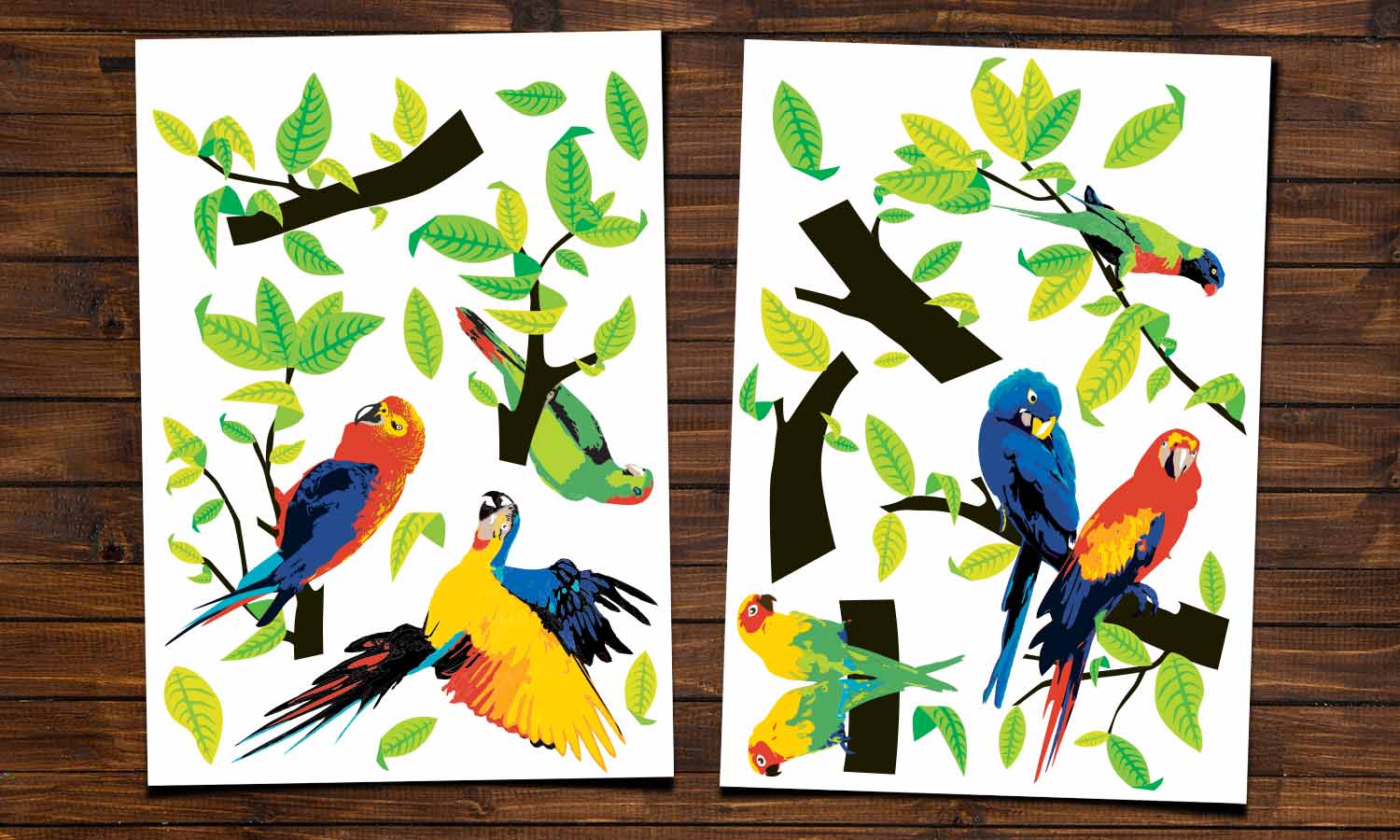 Wandaufkleber Papageien - WS036 - life-decor.de