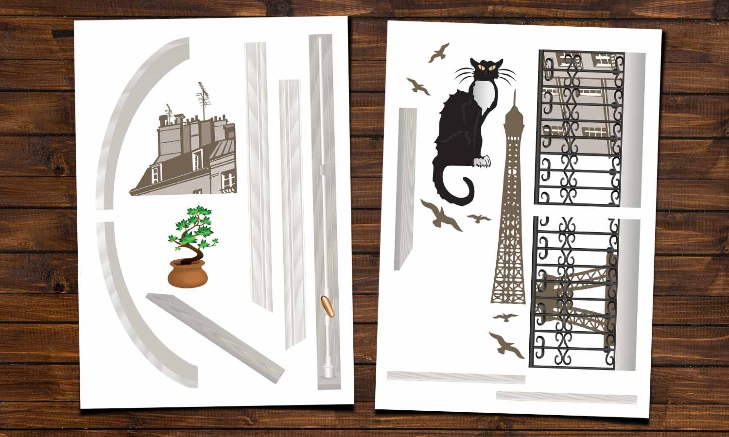 Wandaufkleber Katze am fenster - WS034 - life-decor.de