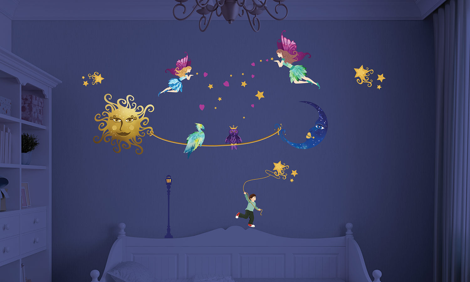 Wandaufkleber Mond und stern - WS078 - life-decor.de