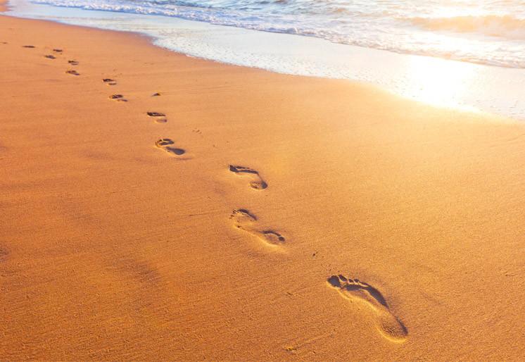 PVC Fototapete Wave And Footsteps - ECO Wandbild Selbstklebende Tapete - 3D Vinyl Wandsticker XXL  SW203