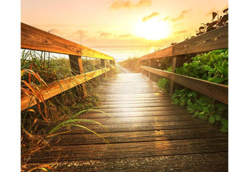 PVC Fototapete Boardwalk On Beach – ECO Wandbild Selbstklebende Tapete – 3D Vinyl Wandsticker XXL  SW212 - life-decor.de