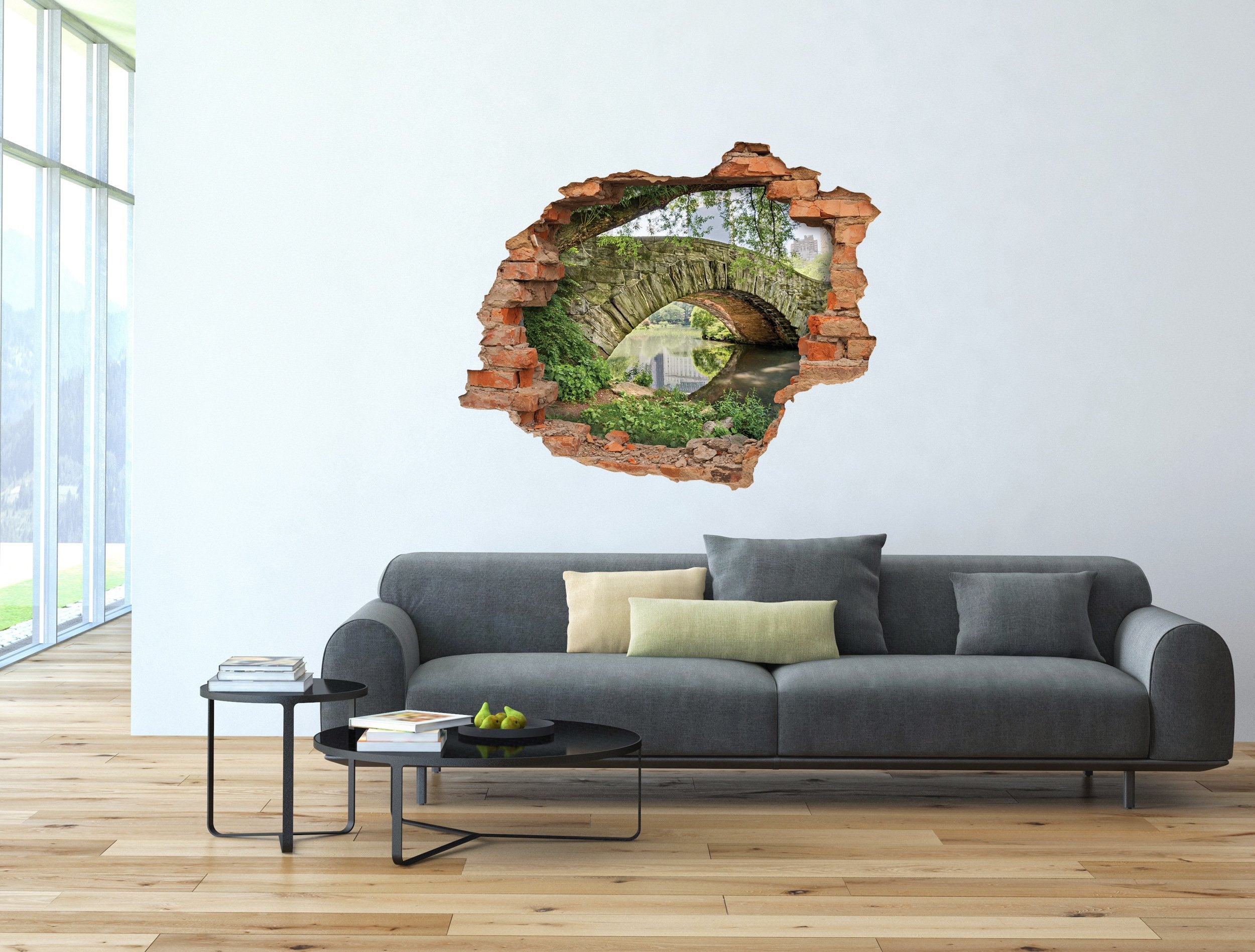 3D Kunst Wandaufkleber Brücke - 3D001 - life-decor.de