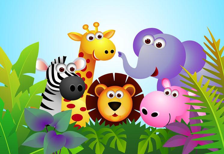 PVC Fototapete Animal Cartoon – ECO Wandbild Selbstklebende Tapete – 3D Vinyl Wandsticker XXL  SW382 - life-decor.de